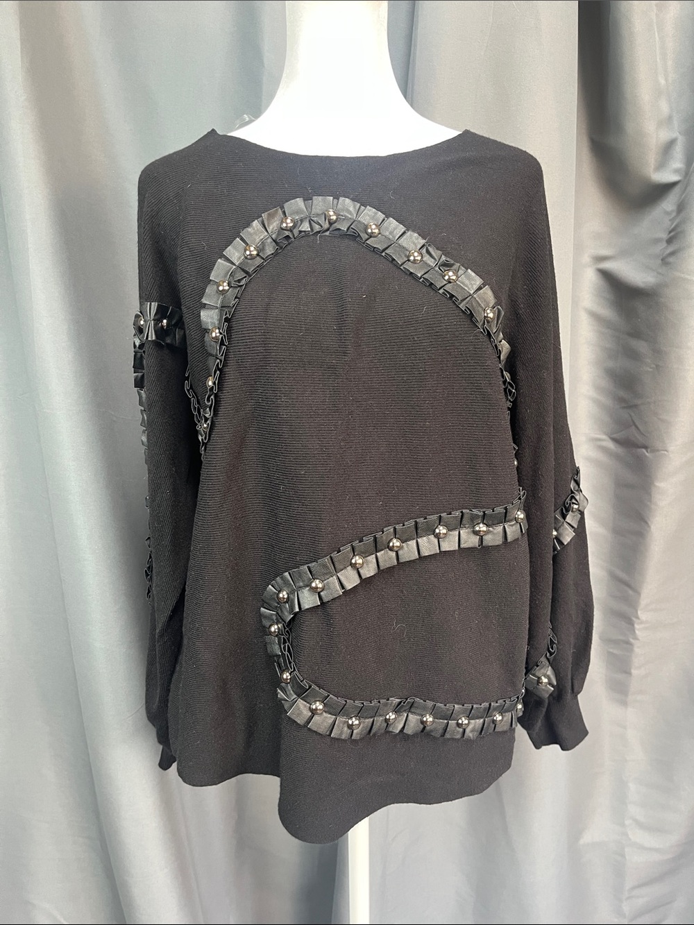 Sioni Black Embellished Women’s Sweater Top